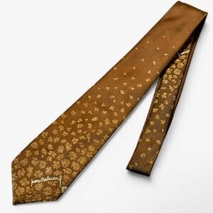 BALMAIN Vintage Abstract Floral Brown Contrast Tie